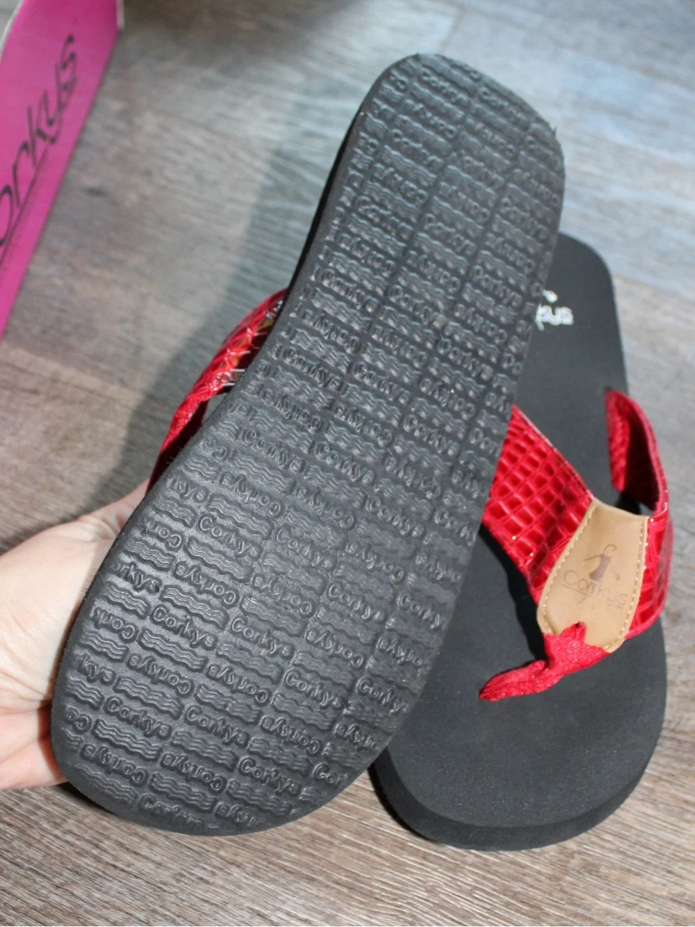 Corkys Beach Ball Red Metallic Flip Flop Sandals Women’s Size 8